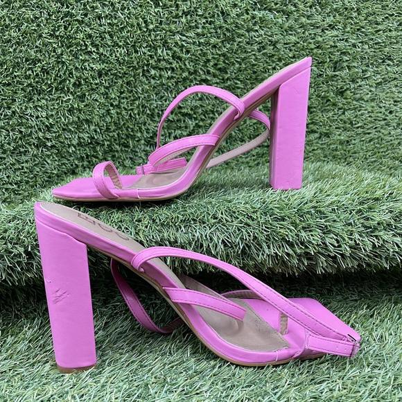 EGO Pink High Heels Strappy Block Square Toe Sandals Shoes Size UK 8 - Picture 2 of 4